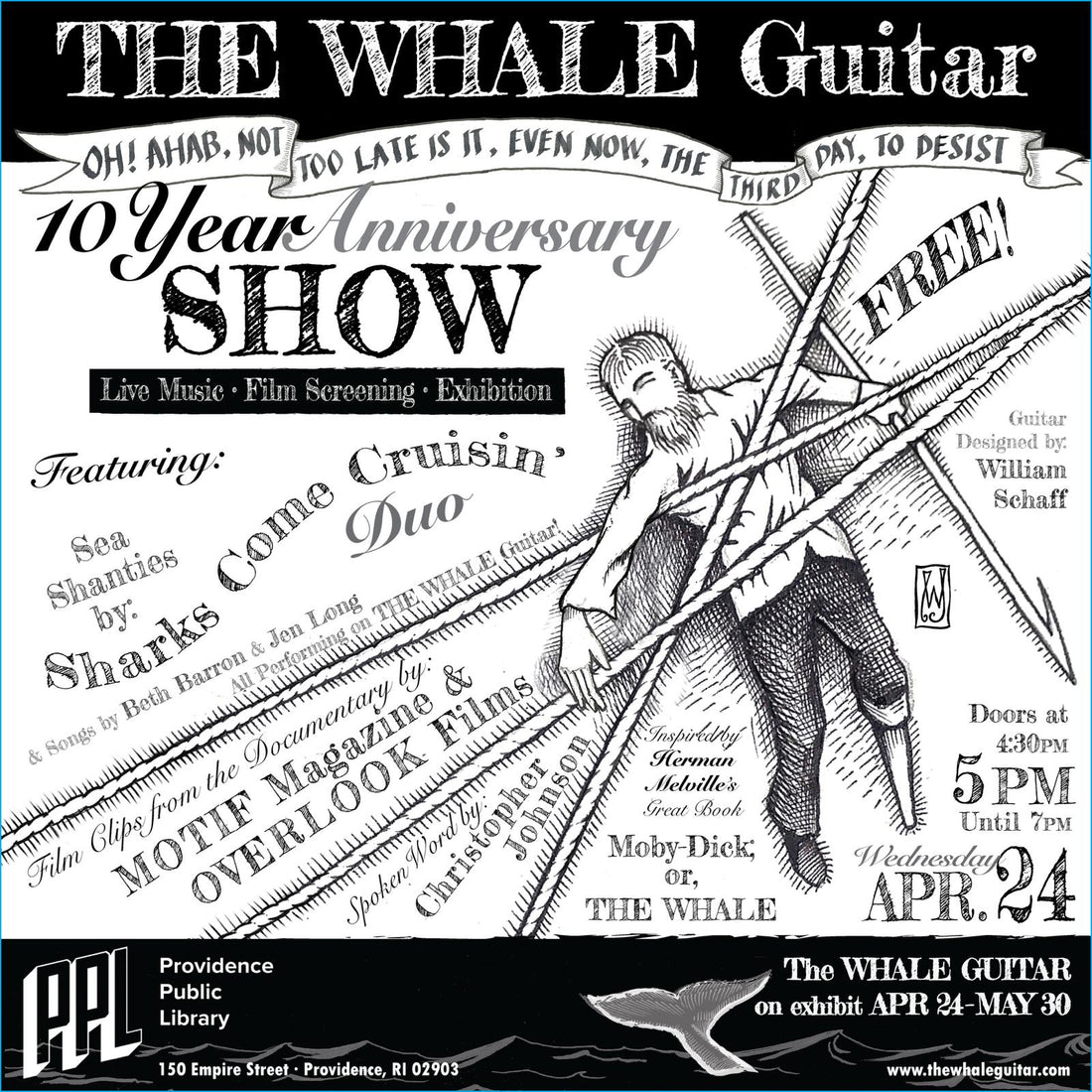 The Whale Guitar 10th Anniversary Show and Exhibit at Providence Public Library!